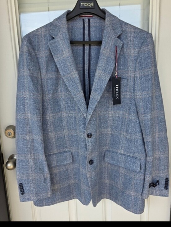 Tommy Hilfiger Other - NWT Tommy Hilfiger Gene Men’s Blazer 46R Light Blue Plaid Sport Coat MSRP $295